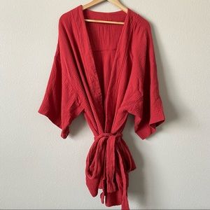 Free People Intimately Rober Robe Red Size Medium Tie Front